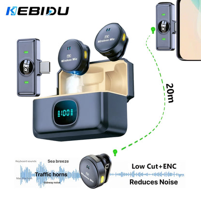 Dual Wireless Lavalier Microphone with Charging Case & Noise Reduction