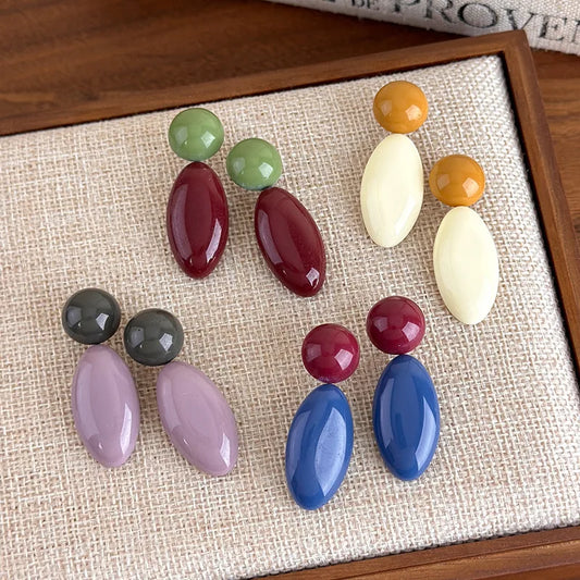 Vintage Color Block Drop Earrings