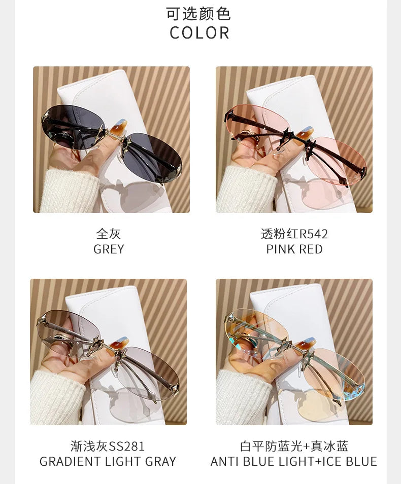 2026 New European and American Sunglasses, INS Style, Frameless Oval, High-End Fashion, Vintage Trendy Hit, Y2K Korean Version