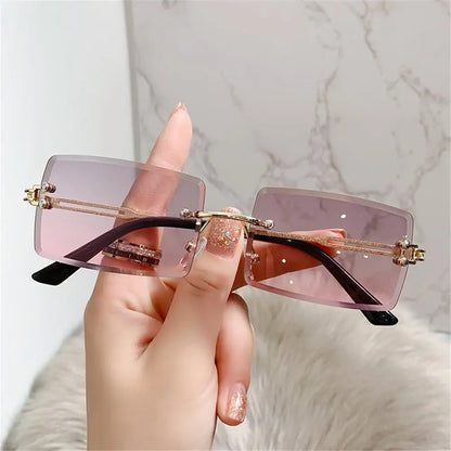 Retro Eyewear UV400 Rectangle Sunglasses Sunglasses for Women Vintage Sunglasses Frameless Sunglasses