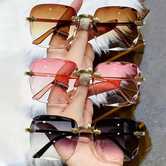3PCS Square Rimless Sunglasses