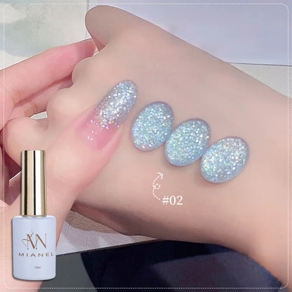 MIANEL 12ML White Nails Jimeng Wedding Dress Fine Glitter Gel Nail Polish Super Flash Glitter Nail Polish Nail Art Salon Use