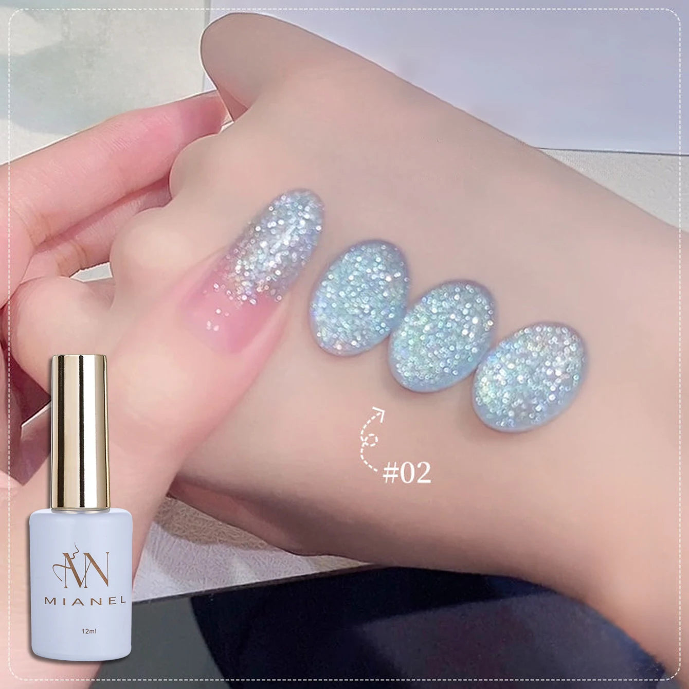 MIANEL 12ML White Nails Jimeng Wedding Dress Fine Glitter Gel Nail Polish Super Flash Glitter Nail Polish Nail Art Salon Use