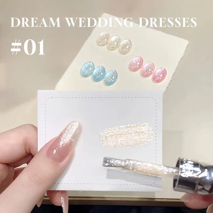 MIANEL 12ML White Nails Jimeng Wedding Dress Fine Glitter Gel Nail Polish Super Flash Glitter Nail Polish Nail Art Salon Use