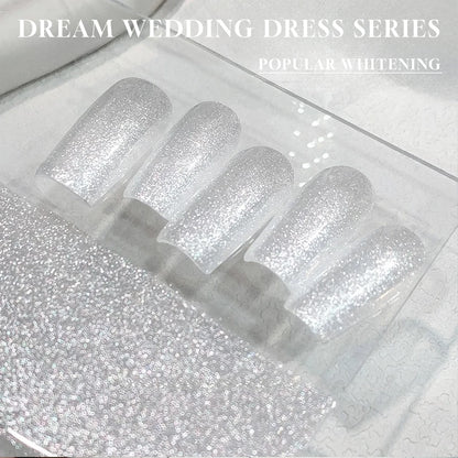 MIANEL 12ML White Nails Jimeng Wedding Dress Fine Glitter Gel Nail Polish Super Flash Glitter Nail Polish Nail Art Salon Use