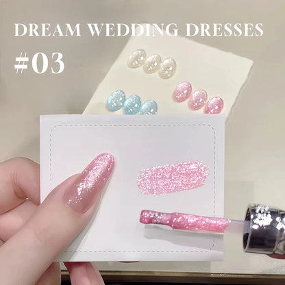MIANEL 12ML White Nails Jimeng Wedding Dress Fine Glitter Gel Nail Polish Super Flash Glitter Nail Polish Nail Art Salon Use